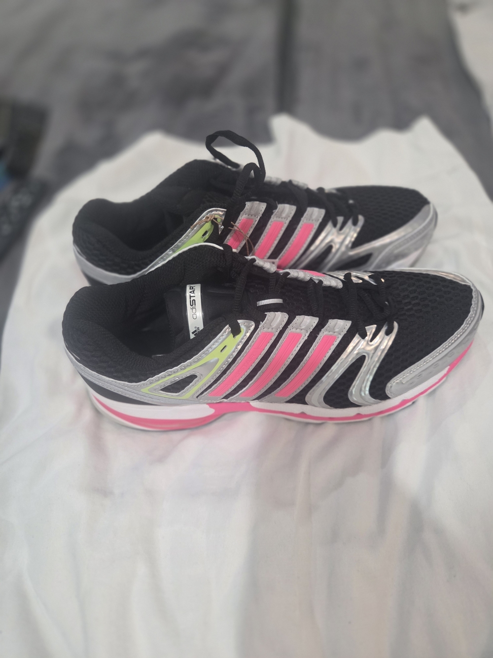 adidas Women’s Black Athletic Shoes with Pink & Silver Accents